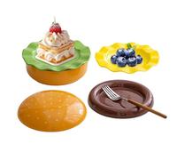 Set Platos Hamburguesas | Divertido, apto microondas - Juego de Platos para Hamburguesa Multicapa - Para aperitivos, sushi, postre, comida, hogar, cocina, apartamento, camping, picnic, barbacoa,