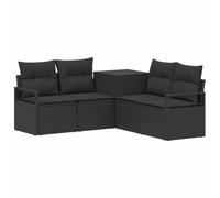 Set Pohovek 5 ks Černá Poly Ratan a Ocel Sofá Jardín Modular | Cojines de poliéster, baúl de almacenamiento integrado, estructura de acero estable, diseño modulable para terraza