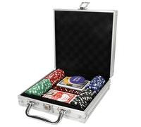 ColorBaby CB Games - Set póker, 100 fichas, 2 Barajas de Cartas, 5 Dados, Juegos de Mesa, Maletín con Llave, Juego para niños, Juguete Infantil, Regalo para Toda la Familia (39112)