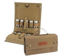 Set Portátil de Botes para Especias de Barbacoa y Picnic al Aire Libre, Estuche para Guardar Condimentos de Acampada, Bolsa Organizadora de Utensilios de Barbacoa para Viajar(Brown)
