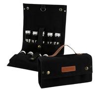 Set Portátil de Botes para Especias de Barbacoa y Picnic al Aire Libre, Estuche para Guardar Condimentos de Acampada, Bolsa Organizadora de Utensilios de Barbacoa para Viajar(Black)