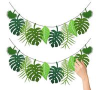 Set Premium de 2 Guirnaldas Tropicales con Hojas de Palmera Reutilizables - 3D Diseño para Cumpleaños, Fiesta Hawaiana y Temas Selva, Verde Vibrante