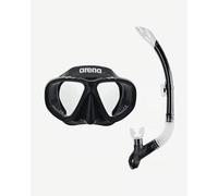 Arena Kit de Snorkel Premium Unisex para Niños, Conjunto de Máscara y Tubo, Lentes de Doble Filo Aptas para Mar y Piscina, Ajuste de Precisión con Hebilla, Negro