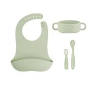 Set primeras comidas Babymoov Mini Arty: set de alimentación de silicona de 4 piezas, bol para bebés, 2 cucharas para bebés, babero de destete, a partir de 4 meses. Set de regalo ideal