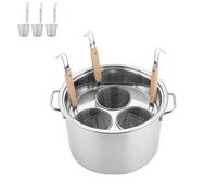 Set profesional multifunción de pasta de acero inoxidable con coladores 3/4/5 agujeros, vaporera, tapa y olla base para cocinar fideos y macarrones (3 holes,C)