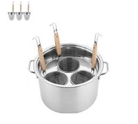 Set profesional multifunción de pasta de acero inoxidable con coladores 3/4/5 agujeros, vaporera, tapa y olla base para cocinar fideos y macarrones (3 holes,D)