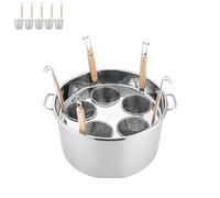 Set profesional multifunción de pasta de acero inoxidable con coladores 3/4/5 agujeros, vaporera, tapa y olla base para cocinar fideos y macarrones (5 holes,C)