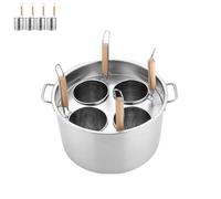 Set profesional multifunción de pasta de acero inoxidable con coladores 3/4/5 agujeros, vaporera, tapa y olla base para cocinar fideos y macarrones (4 holes,B)