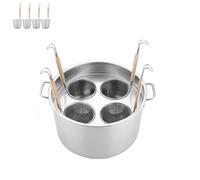 Set profesional multifunción de pasta de acero inoxidable con coladores 3/4/5 agujeros, vaporera, tapa y olla base para cocinar fideos y macarrones (4 holes,C)