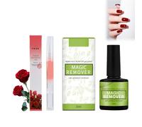 Set Quitaesmalte Gel, Aceite Cuticulas Uñas, Removedor de Esmalte de uñas Magic Gel para Quitar el Esmalte de Uñas Rápido y Fácil, Para Todo Tipo de Uñas, No Daña la Salud de Tus Manos