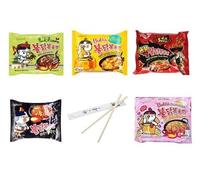 Set Ramen Buldak Carbonara - Queso - Pollo - Pollo Xtra Picante - Soja + Set palillos!
