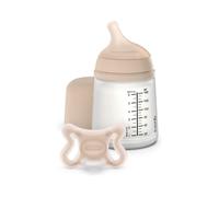 Suavinex, Biberón Anticólico + Chupete Zero Zero. Biberón de 180 ml con Tetina de Flujo Adaptable (A) y Chupete Recién Nacidos Talla -2/2 Meses. Apto Prematuros, Respeta la Lactancia Materna, Light