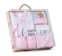 Set Regalo Bebé 5 Piezas, modelo I Love Mama-Papa, rosa