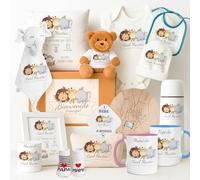 Set Regalo Bebe Recien Nacido Niño | Pack Personalizado con Nombre | Canastilla Baby Shower Maternidad | Cesta Elegante Bautizo Azul | Completa Tu Pack