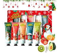 Set Regalo Crema de Manos Navidad 5×30ml - Crema Hidratante y Nutritiva con Aromas Festivos (Aguacate, Kiwi, Fresa, Naranja, Leche), Cuidado para Manos Secas, Regalo Ideal para Mujer, Madre y Amigas
