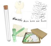 Set Regalo de Bautizo para Niño Niña,Onlvmyur Regalo de Nacimiento de Bebe Tarjeta de Bautismo Tubo de Ensayo Cinta Colgante de Angel de Madera Pez de Madera para Bebé