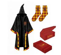 Set Regalo Hogar Harry Potter Unisex - Poncho Coral Fleece con Capucha y Escudo + Calcetines a Juego, Suave y Calentito, Licencia Oficial, Talla Única, Ideal para Invierno y Regalo
