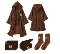 Set Regalo Hogar Star Wars Unisex Talla Única - Poncho Coral Fleece con Capucha y Calcetines a Juego, Tejido Suave y Cálido, Licencia Oficial, Ideal para Invierno y Regalo