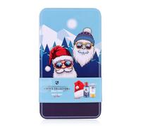 Set regalo hombre Accentra MEN'S COLLECTION WINTER EDITION en lata, incluye gel, bálsamo after shave, gorro Navidad, aroma Pino Helado y Ámbar, regalo Navidad, azul/blanco/rojo