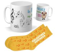 Set regalo personalizado para aficionados a la música | Taza La música me mola un huevo + Calcetines sorpresa | Regalo divertido y original para cumpleaños, navidad…