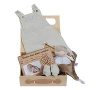 Set Regalo Recien Nacido Peto Punto Con Patucos Doudou Terciopelo Placa Madera Personalizada Bebe 0 A 3 Meses Unisex Algodon Organico Ideal Nacimiento Bautizo Baby Shower Sesion Fotos Caja Premium