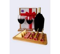 Set Regalo Tabla Quesos Bambu + Enfriador Botellas Vino + 4 Posavasos Corcho Natural - Kit Gourmet Aperitivos y Regalo Elegante Hombre Mujer - Enfriador de Vino , Cava Y Zumos Negro Elegante para Eve