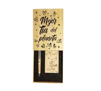 Set Regalo Tarjetero y Bolígrafo Personalizado, Regalo Navidad, Empresa, Regalo Día de la Madre, Día del Padre, Regalo Abuela, Abuelo, Tarjetero de Madera de Bambú, Regalo Personalizado, San Valentín
