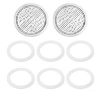 Set Reparación Cafetera Italiana Incluye Filtro para acero y Gomas Silicona Para Modelos 2 3 y 6 Tazas (6Cup)