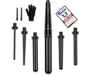 Set Rizador de Pelo, BESTOPE PRO 6 en 1 Rizador Pelo Ondas (10-32mm), Calentamiento Rápido (30s), 2 Temperaturas para Todos los Tipos de Cabello, Apagado Automático en 60min