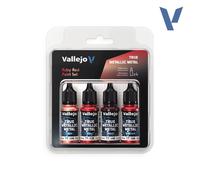 Vallejo Pintura True Metallic Metal Ruby Red Paint Set, 4 Colores para Pintura de Metales, BASE, LIGHT, SHADE y AIRBRUSH, Sistema BSL, Resultados Consistentes y Adaptables