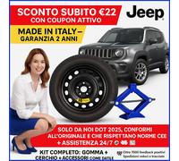 ✅ Set Rueda Galleta Jeep Renegade 17'' 135 / 90R17 DOT2025 5Fori Con Cric