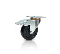 Set Ruote Girevoli con Freno - Rotelle Silenziose in Poliuretano Antitraccia, Alta Portata, Anti-Corrosione, Rotazione 360°, Ideali per Carrelli, Scaffali, Banchi da lavoro,Attrezzature (125 mm, 1)