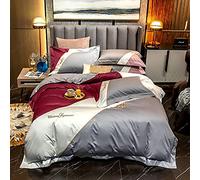 Set sábana con Juego década Seda satén Doble Sea Suave Conjunto Cubierta edredón de Piezas Durante Toda la Temporada （Sheets+Quilts+Almohadas 2） (Benada B)
