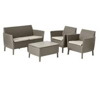 Set Sala de Estar Ratán Salemo Keter Cappuccino 1TAVOLO+2POLTRONE+1DIVANO