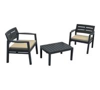 Set Salón desde el Jardín Lombok Sillones Mesa Resina Efecto Madera Antracita