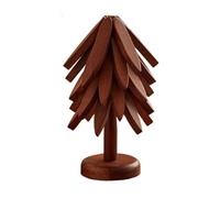 Set Salvamanteles Madera Árbol Posavasos Tapetes Plegables Portátiles | Decoración Navideña Cocina para Familia Avión Crucero Golf Suelo Hamaca Salón Refresco Mar
