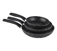 Orbegozo Set de sartenes SFB 8300 – 3 piezas de aluminio forjado 18/22/26 cm antiadherente piedra