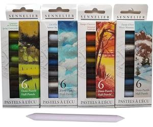 Set Sennelier de 24 medios pasteles secos pasteles. pasteles suaves"pastels à l'écu" - Paisaje de 4 estaciones (Importación de Francia)