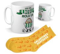 Set ser del Betis | Taza ser del betis mola un huevo + Calcetines Sorpresa | Regalo Original y Divertido para Hombre o Mujer | Cumpleaños, Navidad, Amigos, Hinchas, Familiares y Fiestas Futboleras