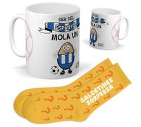Set ser del Espanyol | Taza ser del espanyol mola un huevo + Calcetines Sorpresa | Regalo Original y Divertido para Hombre o Mujer | Cumpleaños, Navidad, Forofos, Familiares y Celebraciones