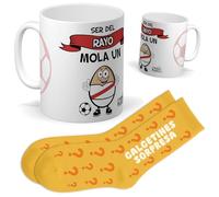 Set ser del Rayo | Taza ser del rayo mola un huevo + Calcetines Sorpresa | Regalo Original y Divertido para Hombre o Mujer | Cumpleaños, Navidad, Amigos, Familiares, Peñas y Forofos del Fútbol