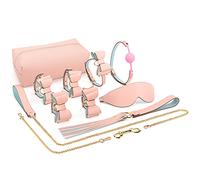 Set, set BDSM, restricciones y, 10 piezas, restricciones SM con esposas y antifaz, juguete sexual erótico para mujeres, sexo extremo, rosa + azul(Pink+blue)