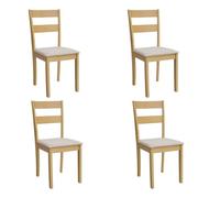 Miroytengo Set 4 Sillas Cocina Comedor, Conjunto 4 Sillas Lita Fabricadas en Melamina Tapizadas Beige Color Roble