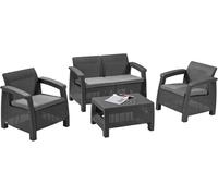 Set Sofá Tavolino Relax de Jardín en Resina Antracita Corfù 4 Posti Keter