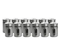 Set Spice Shaker Salt Shaker Glass & Stainless Steel with Rotating Lid and Viewing Window Spice Glass Storage Glass Can (12er Set Edelstahl)