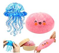 Set Squishy Antiestrés, Dumplings Squishy Glitter & Medusas Juguete, Dumplings Juguete Gigante 9cm TPR con Vaporera, Dumplings Sorpresa,Fidget ToyAntiestres Niños & Adultos, Portátil