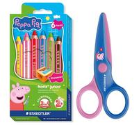 Set STAEDTLER Noris junior Peppa Wutz con un juego de 6 lápices de colores y tijeras infantiles con puntas redondeadas para los primeros ejercicios de manualidades
