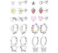 Set Tachuelas Nasales Diseño Minimalista Lindo con Herramientas，Apto para Piercing Cartílago Ceja y Labial，Unisex para Todo Género.(Silver)