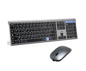 Set tastiera e mouse wireless - BLUESTORK - AZERTY - Metallo - Silenzioso - Tasti a forbice