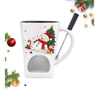 Set Tazas Fondue Chocolate Vaso Cerámico Fundidor Navideño con Tenedor | Recipiente Individual Para Fondue Para Amantes Postre Cita Cumpleaños Boda Fiesta Reunión Té de la Navidad verde en inglés
